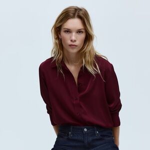 H&M Burgundy Silk Button Up